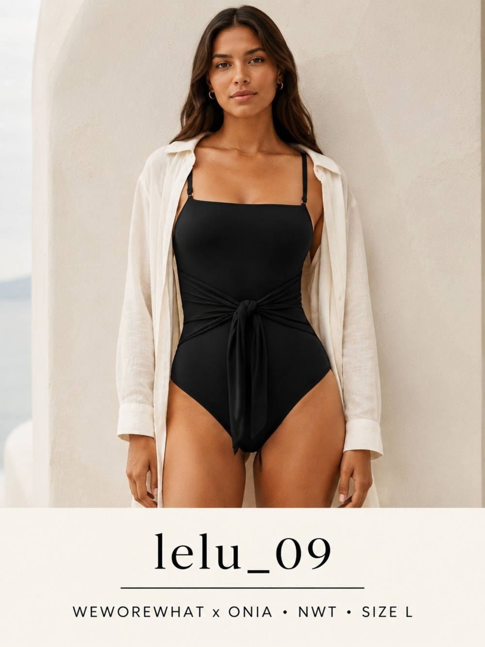 WeWoreWhat x Onia Capri Black One-Piece Swimsuit Size L NWT
